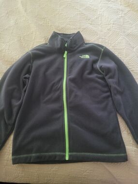 The North Face Black Fleece Kid's Jacket with Lime Green Zipper